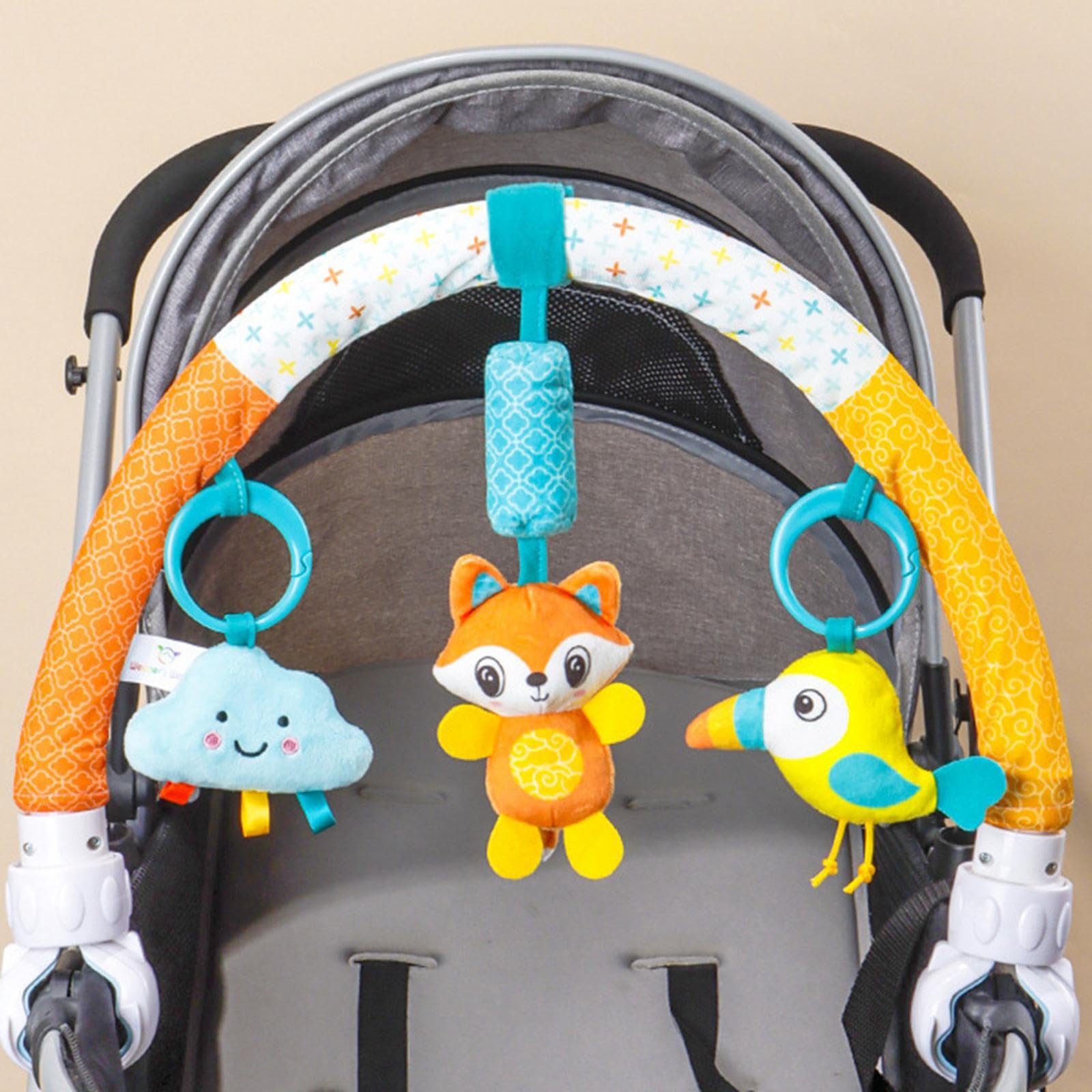 Qianly Kinderwagen Spielbogen Mobiles Spielcenter Autositz Anhänger Greifling Und mit Abnehmbarem Design für Flexible Nutzung Am Einkaufswagen Od, Wolke