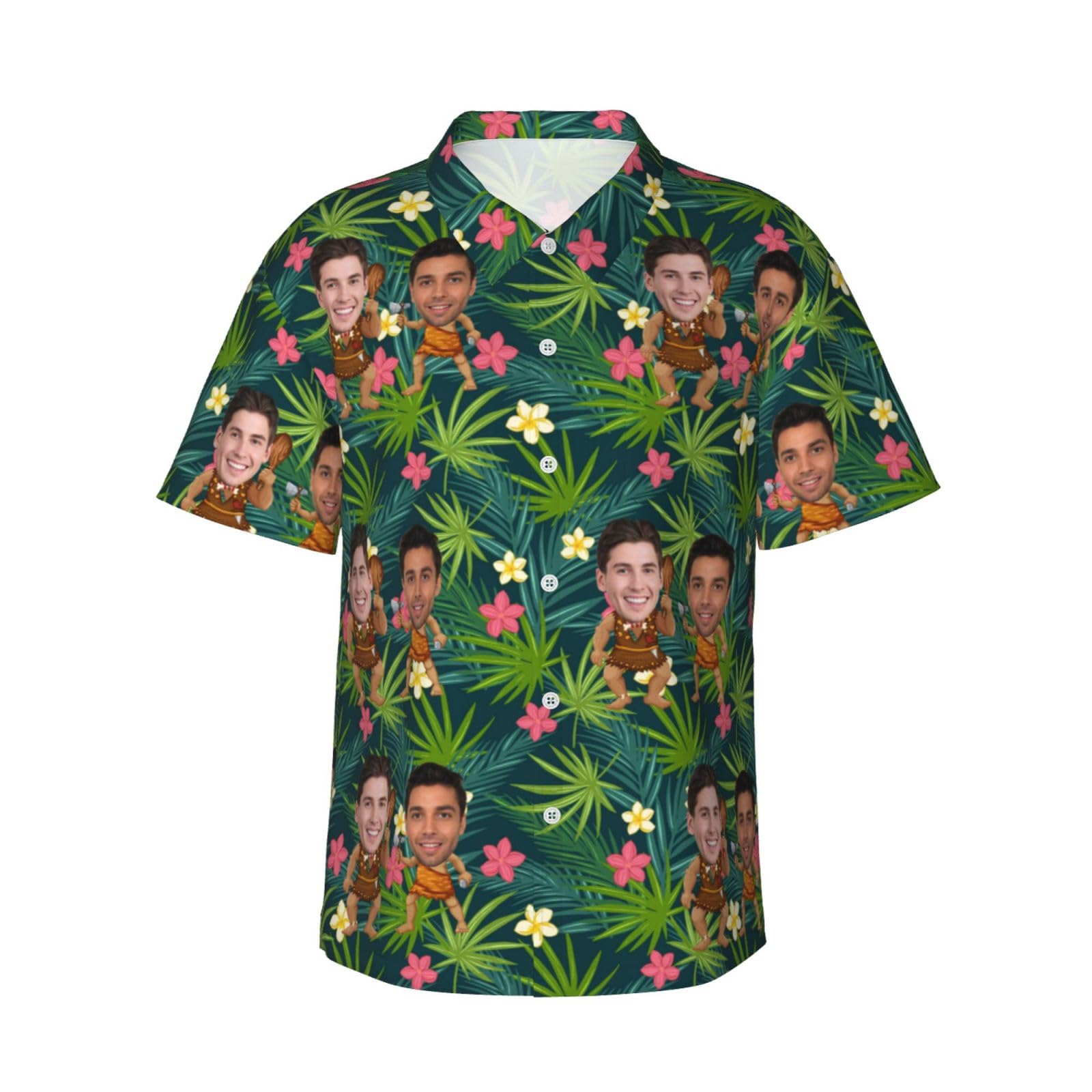 Naispanda Camisa Hawaiana Foto de Cara Personalizada Hombres Camisa de Manga Corta Camisa de Frutas Florales de Verano Camisa Hawaiana Camisa Hawaiana de Playa Casual Camisa con Estampado Tropical