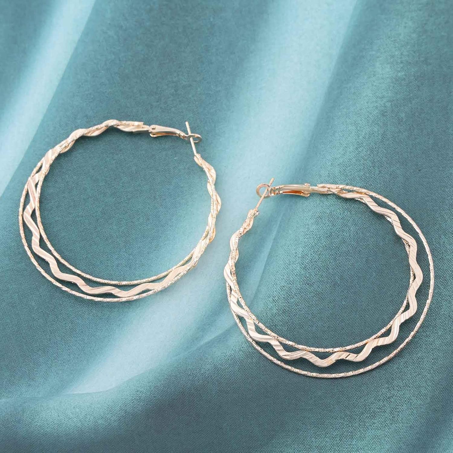 Andelaisi Boho Circle Large Hoop Earrings Big Circle Hoop Drop Earrings Vintage Circle Hoop Exaggerate Earrings Twist Rope Hoop Statement Earrings Jewelry for Women - Image 4