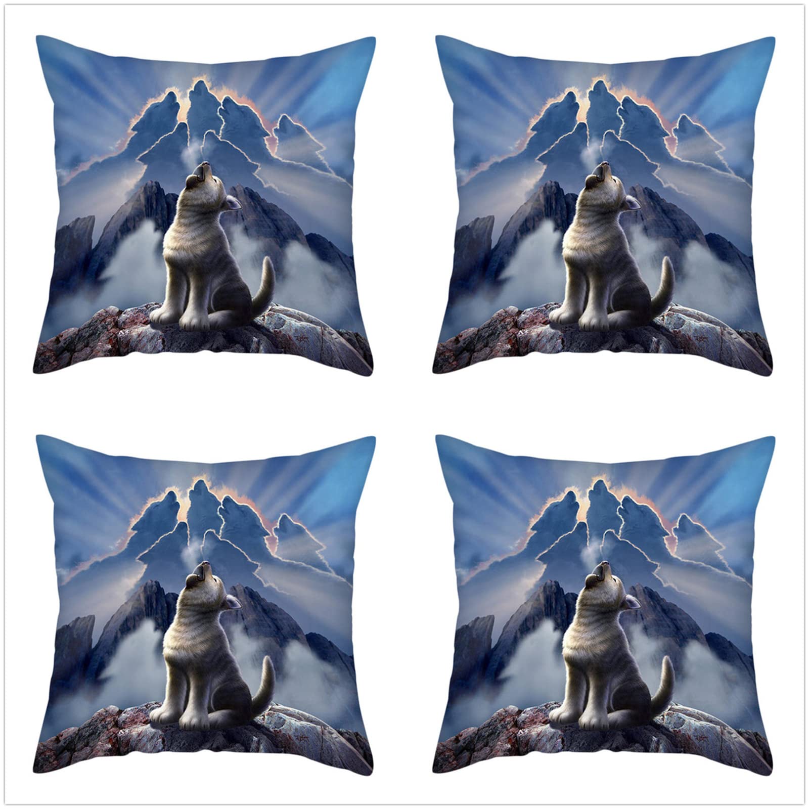 Cushion Covers Set of 4 75x75cm Septwolves Throw Pillow Cases Square Double Sided Outdoor soft Cushion Covers Pack of 4 For With Invisible Zipper, For Chairs/Bedroom/Garden/Sofa/Room Decor Gifts