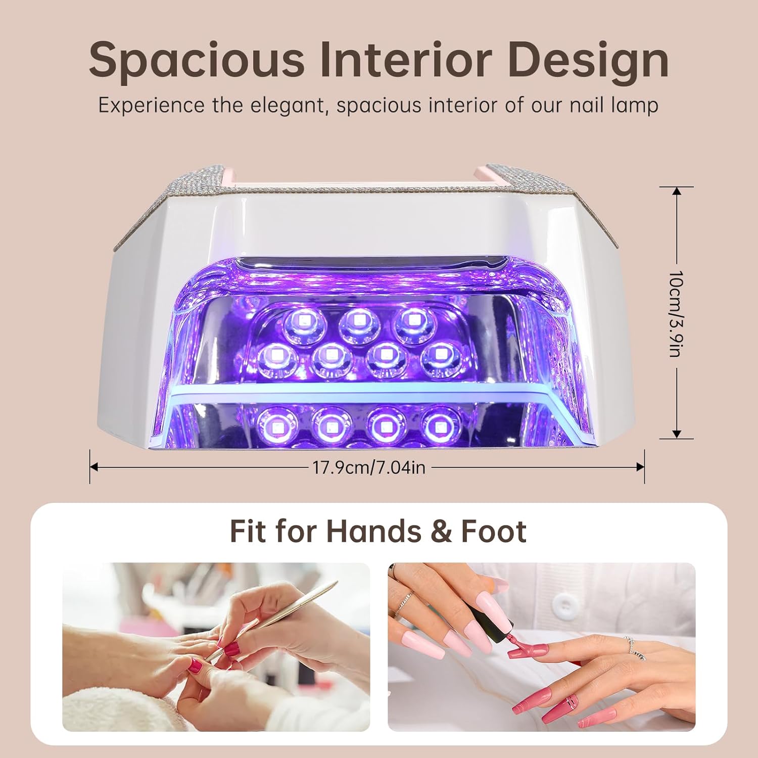 UV Nail Lamp, Cordless UV Light for Gel Nails with Auto Sensor & 4 Setting Timers, Rechargeable LED Nail Light, Professional Nail Dryer for Salon & Home,AB
