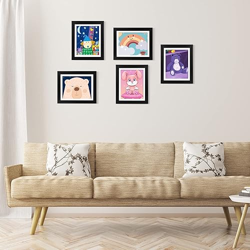 Miniatura 5 de WUIRCCX Marco de arte infantil de 10 x 12.5 pulgadas, exhibición de apertura frontal de 8.5 x 11 pulgadas con paspartú y vidrio HD, exhibición de