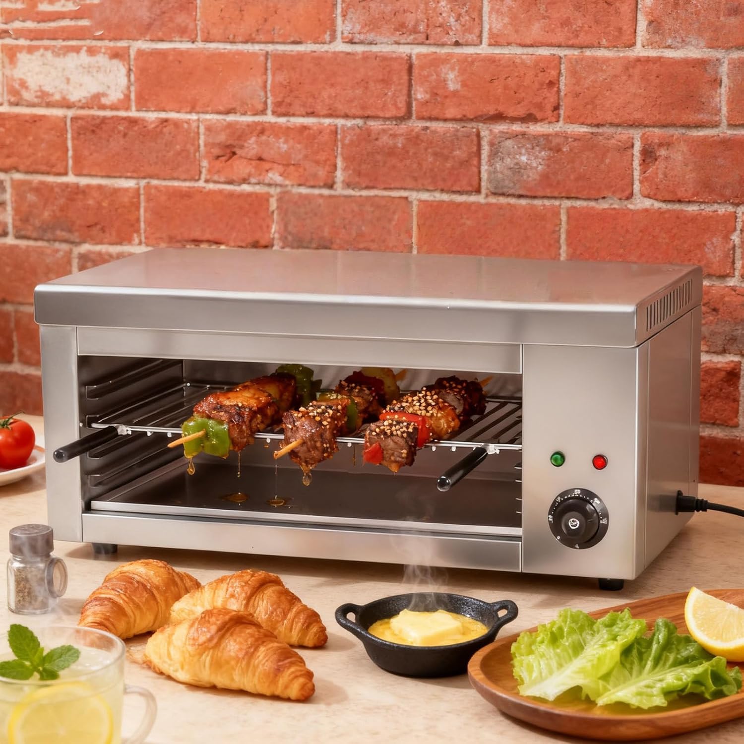 Versatile Salamander Broiler Oven - 2000w Stainless Steel Electric Grill, Steak Searing Machine & Cheese Melter, Wall-Mount/Tabletop, 50-300°C For Restaurants, Food Trucks, Home Kitchen