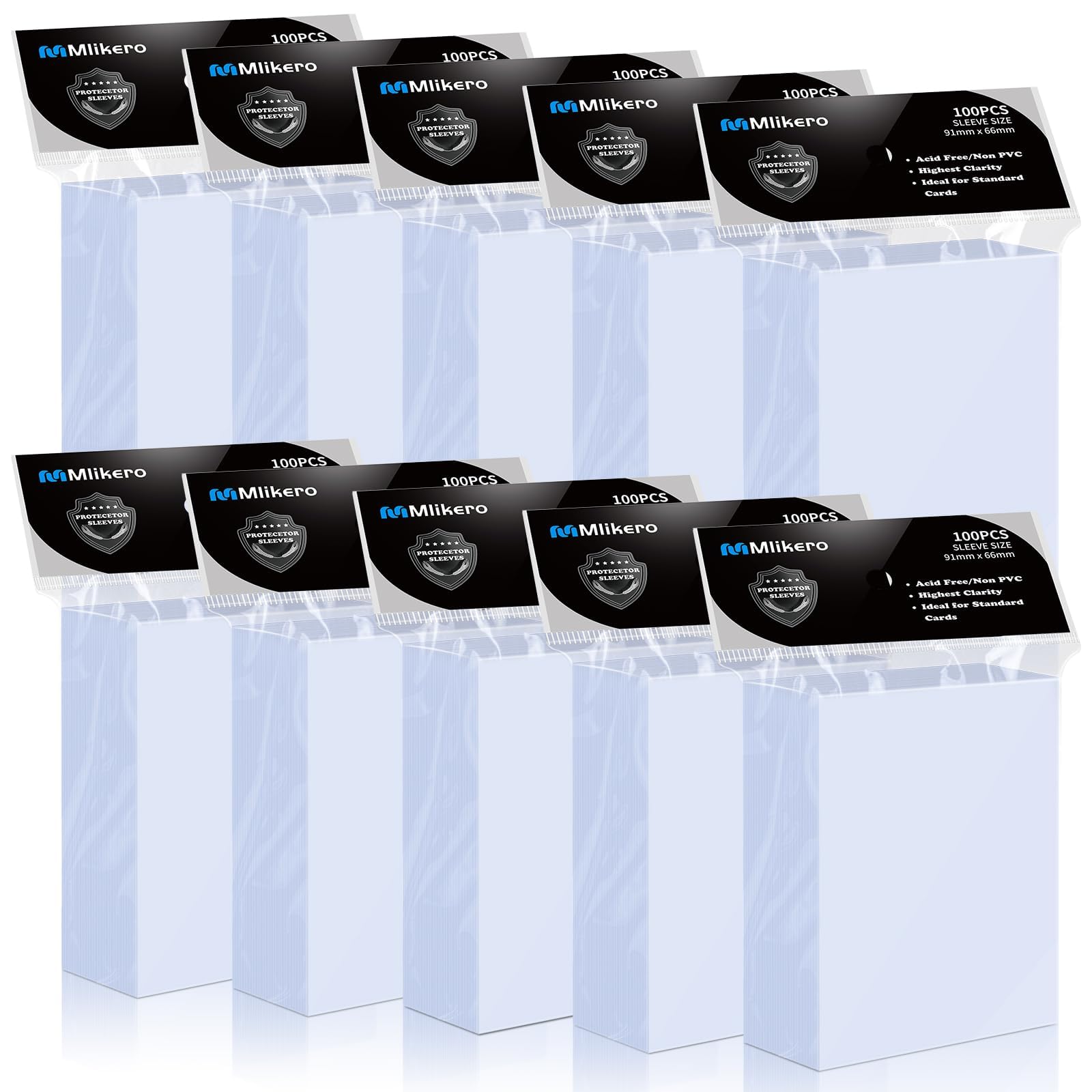 Mlikero 1000 Stück Standard Soft Kartenhüllen, Transparente Kartenhüllen passend für MTG Karten, Sammelkarten, Sportkarten, Karten Hüllen 66 x 91 mm