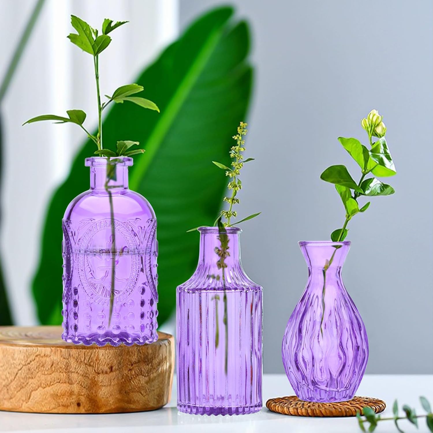 Glass Bud Vase Set of 15,Small Glass Vases for Flowers,Vintage Bulk Purple Mini Glass Vases for Centerpieces,Rustic Wedding,Decoration,Floral Arrangement - Image 5