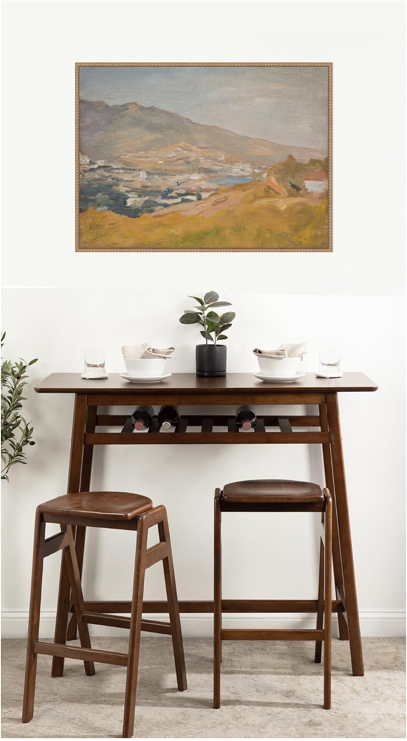 Kate and Laurel Framed Canvas Wall Art Print Yalta The Cycle From the Travel to the Crimea 1904 Jan Ciaglinski by Nostalgia Prints, 38 x 28 Sylvie Beaded Rustic Natural Frame, Traditional, Landscape