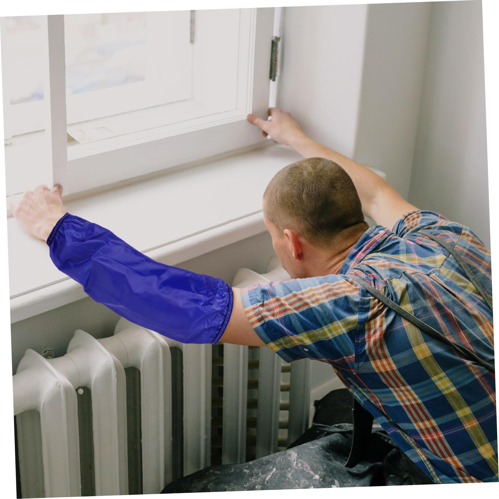 Healvian Manchons pour Bras Cuisine en Pvc Bleu, 1 Paire Imperméable