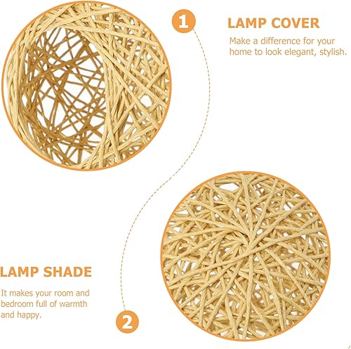 Miniatura 4 de Pantalla de lámpara de ratán para lámpara colgante 4 pantallas de lámpara bohemias, pantalla cilíndrica tejida para lámparas de pie, lámpara