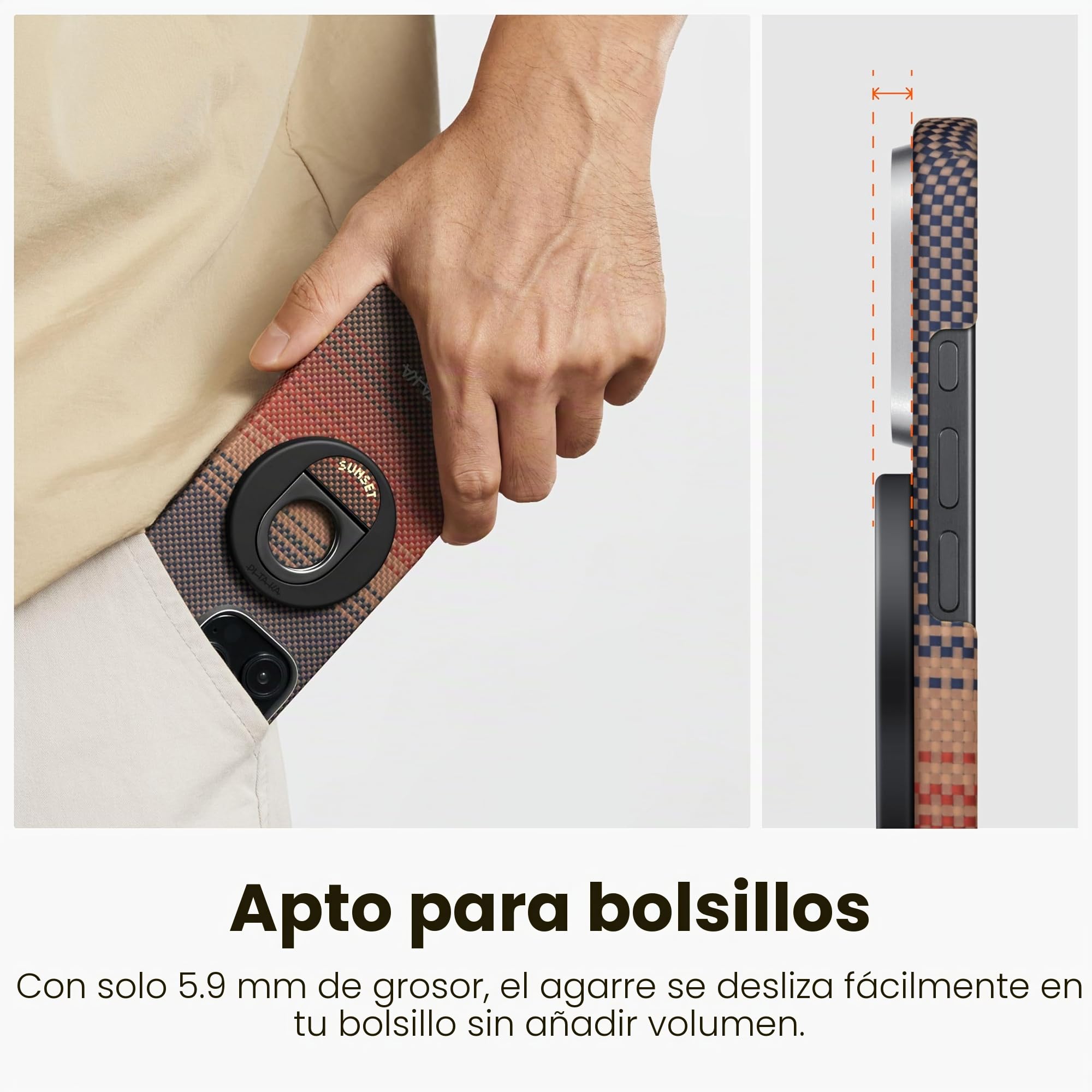 PITAKA Soporte magnético para anillo de teléfono compatible con anillo MagSafe para iPhone 15/14/13/12 [MagEZ Grip]
