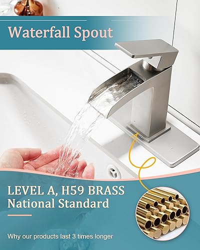 Miniatura 2 de 1 grifo de baño de latón de instalación en 5 minutos, cascada de un solo agujero, fácil de manejar, para bañotocador, caravana, 5.9 pulgadas de