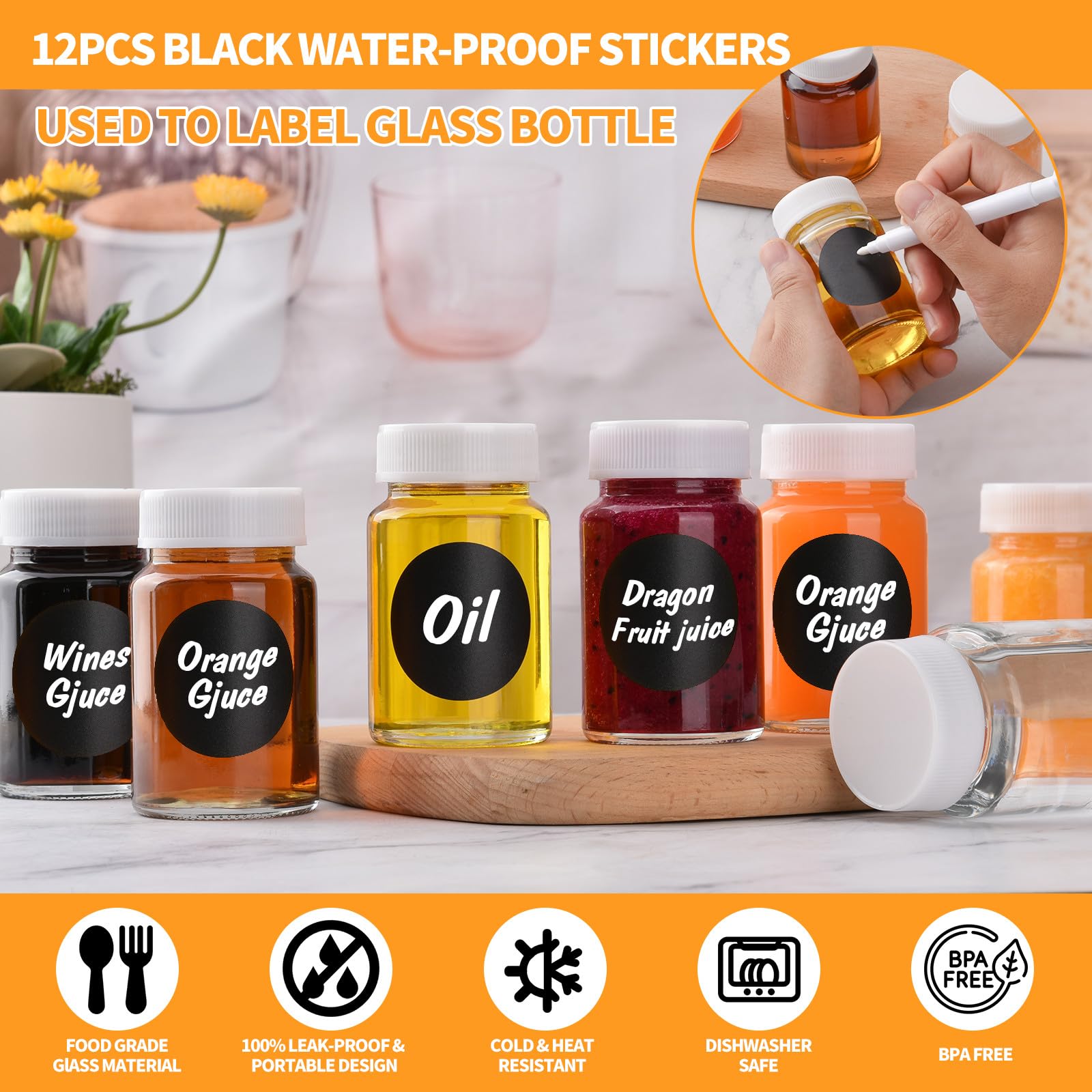 Lot De 6 Mini Bouteilles En Verre 60 Ml - Réutilisables, Pour Shots, Jus, Sauces