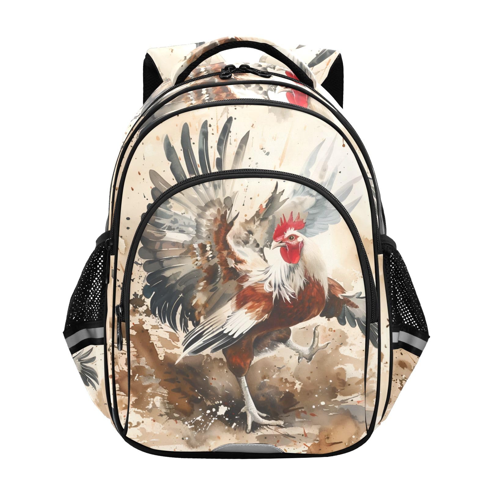 School Backpack for Boys Teen Bookbag Book Bags Rooster Painting Casual Daypack Travel High Middle School Student