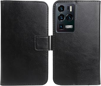 Color Design PU Wallet Flip Leather with Card Slots Cover Skin Protection Case TPU Silicone Shell for ZTE Axon 30 Ultra 5G 6.67" Black