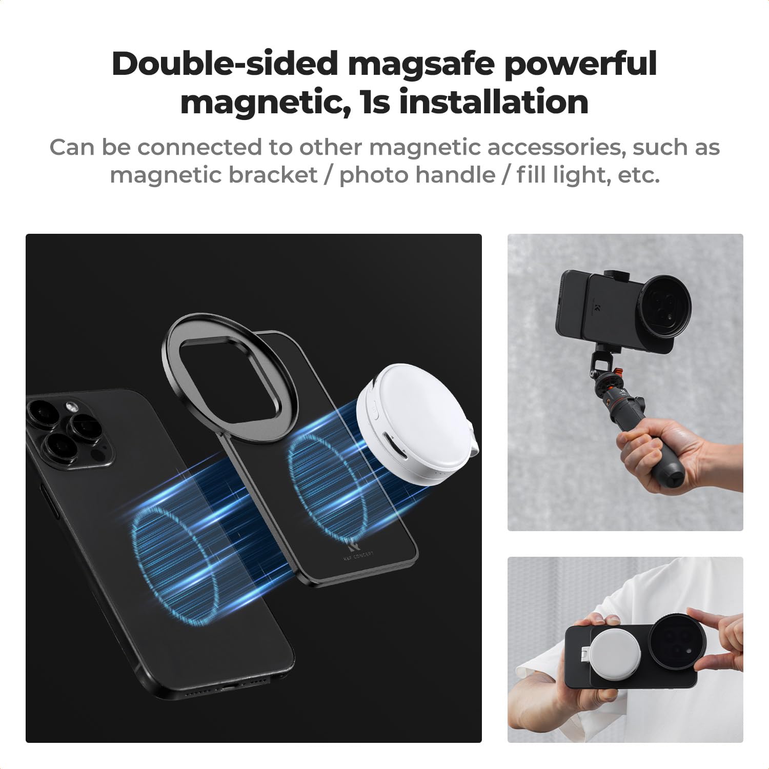 K&F CONCEPT Adaptador Magnético para Montura de Filtro de Lente de 6,7 Inch con Filtro ND2-32 Variable de 67mm Compatible con iPhone, Compatible con 16/15/14/13/12 Pro MAX, 16/15/14 Plus