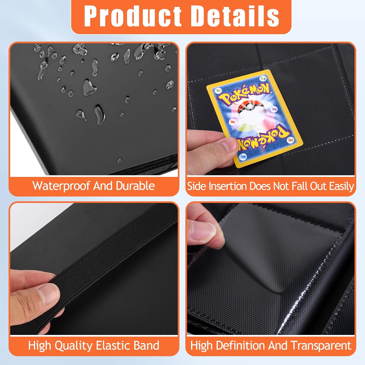360 Pockets Trading Card Album Folder, Sports Card Collection Binder Holder for Loading Slot, Scrapbook Photo Memory Book, Board Games Mini Film Albums for MTG, TCG, Football, Basketball Cards Black