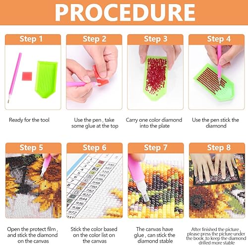 Miniatura 5 de Whitelotous Kits de pintura de diamantes de libélula de vidrieras para adultos, arte de diamante redondo 5D para bricolaje, adecuado para el ocio en