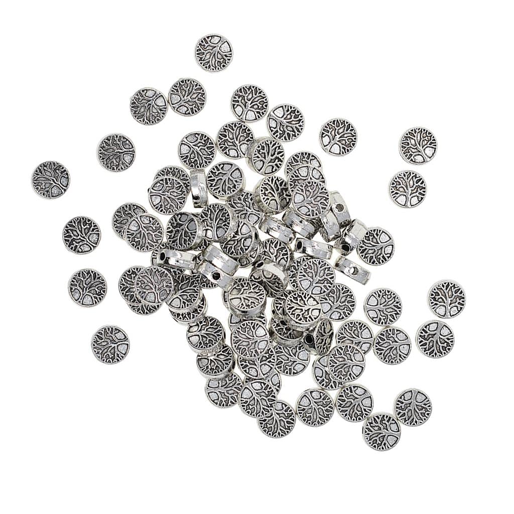 50 Pieces Tibetan Silver Coin Tree Of Life Spacer Metal Beads Jewelry Making-image-39