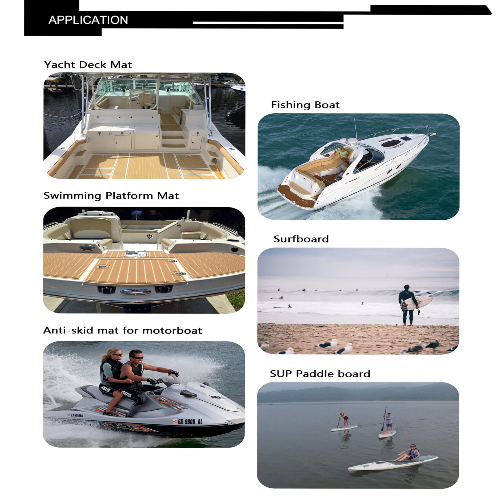 Eva Mousse Bateau Tapis Marine Antidérapant Revêtement Sol 240x112/90/55/41cm Auto-Adhésif Synthétique Teck Pont pour Yacht Kayak Bateaux à Moteur Piscine Escaliers Terrasse Planches de Surf