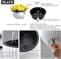 Vista 4 de ZH-002 - Paquete de 1 cesta colgante redonda negra de 8.3 pulgadas, maceta colgante de metal, maceta de plástico de cerámica de imitación, maceta