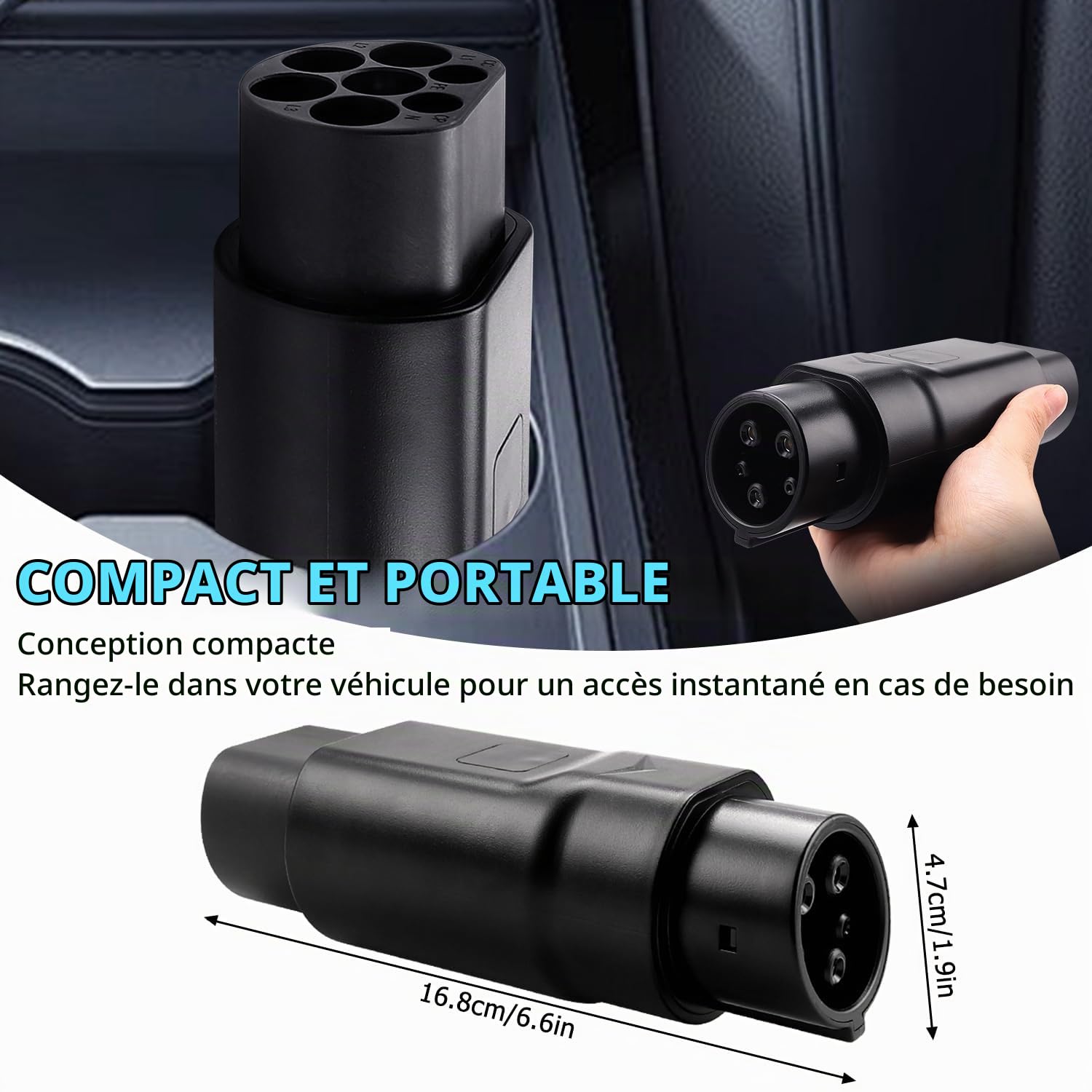 Erato Type 2 vers Type 1 Adaptateur de Recharge pour Véhicule Électrique | IEC 62196 vers SAE J1772 Convertisseur 32A Adaptateur de Charge AC 110V-250V pour Voitures Électriques