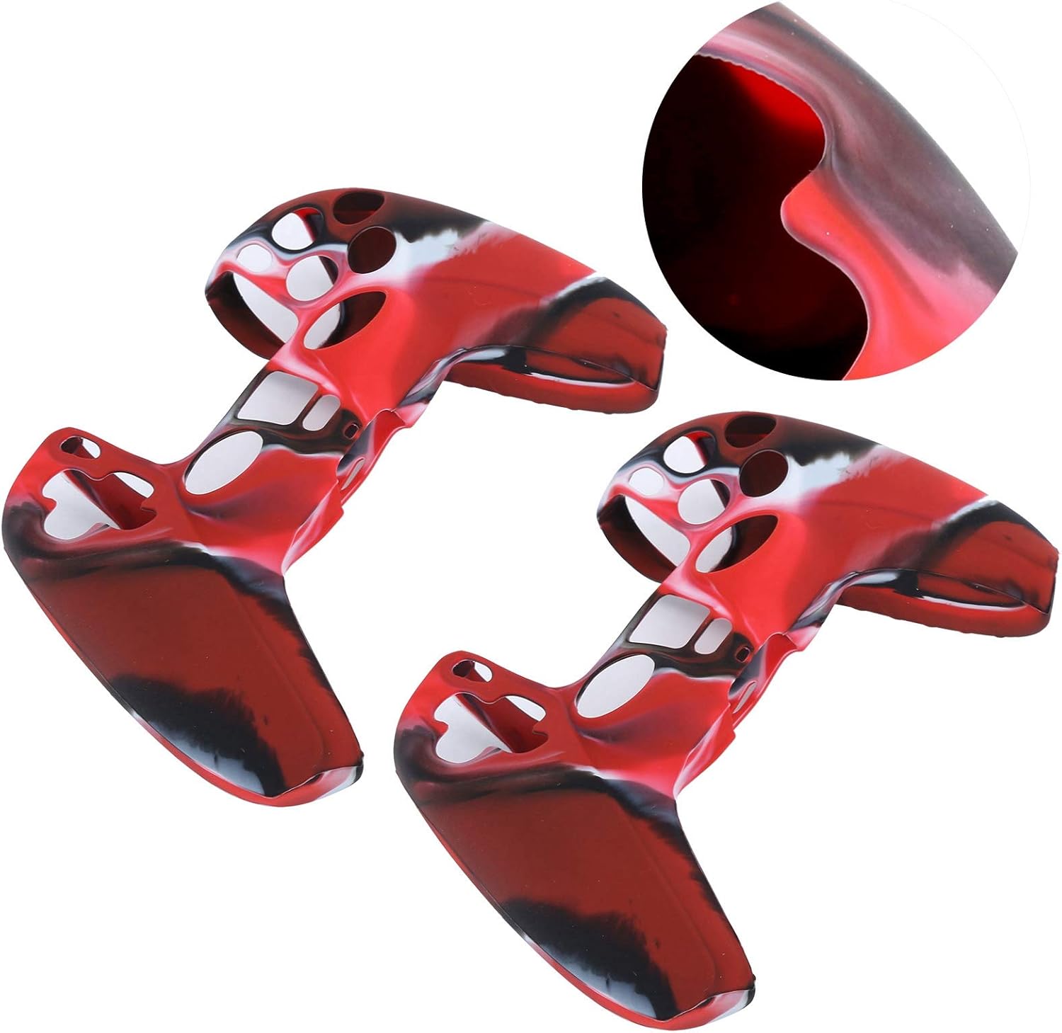 2-Piece Game Controller Protective Case for PS5 Gamepad, Silicone Camouflage Anti-Sweat Case for PS5 Gamepad for Beauty of Appearance (Camouflage Red)