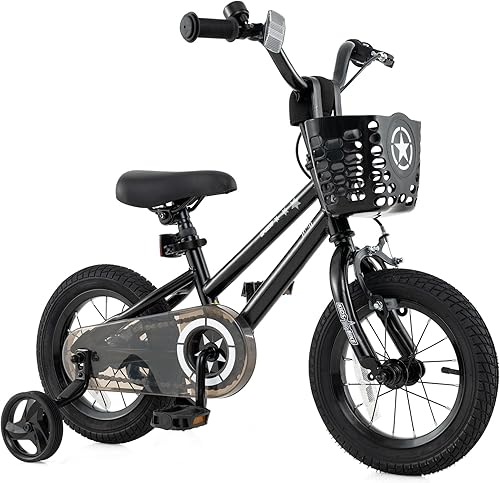 Miniatura 12 de BABY JOY Starry Bicicleta Infantil, 12, 14, 16, 18 pulgadas con ruedas de entrenamiento, canasta de almacenamiento, manillar y asiento ajustables,