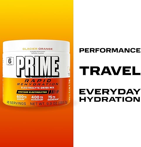 Miniatura 5 de Prime Rapid Rehydration Electrolyte Powder, Glacier Orange, Sugar Free Hydration Drink Mix with Sodium, Potassium, Magnesium & B Vitamins to