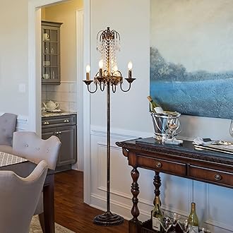 Floor Lamps for Living Room, Bronze Chandelier Floor Lamp with On/Off Foot Switch, Vintage Standing Lamp Light Fixture, 62.3" Tall Floor Lamps for Bedroom Corner Office