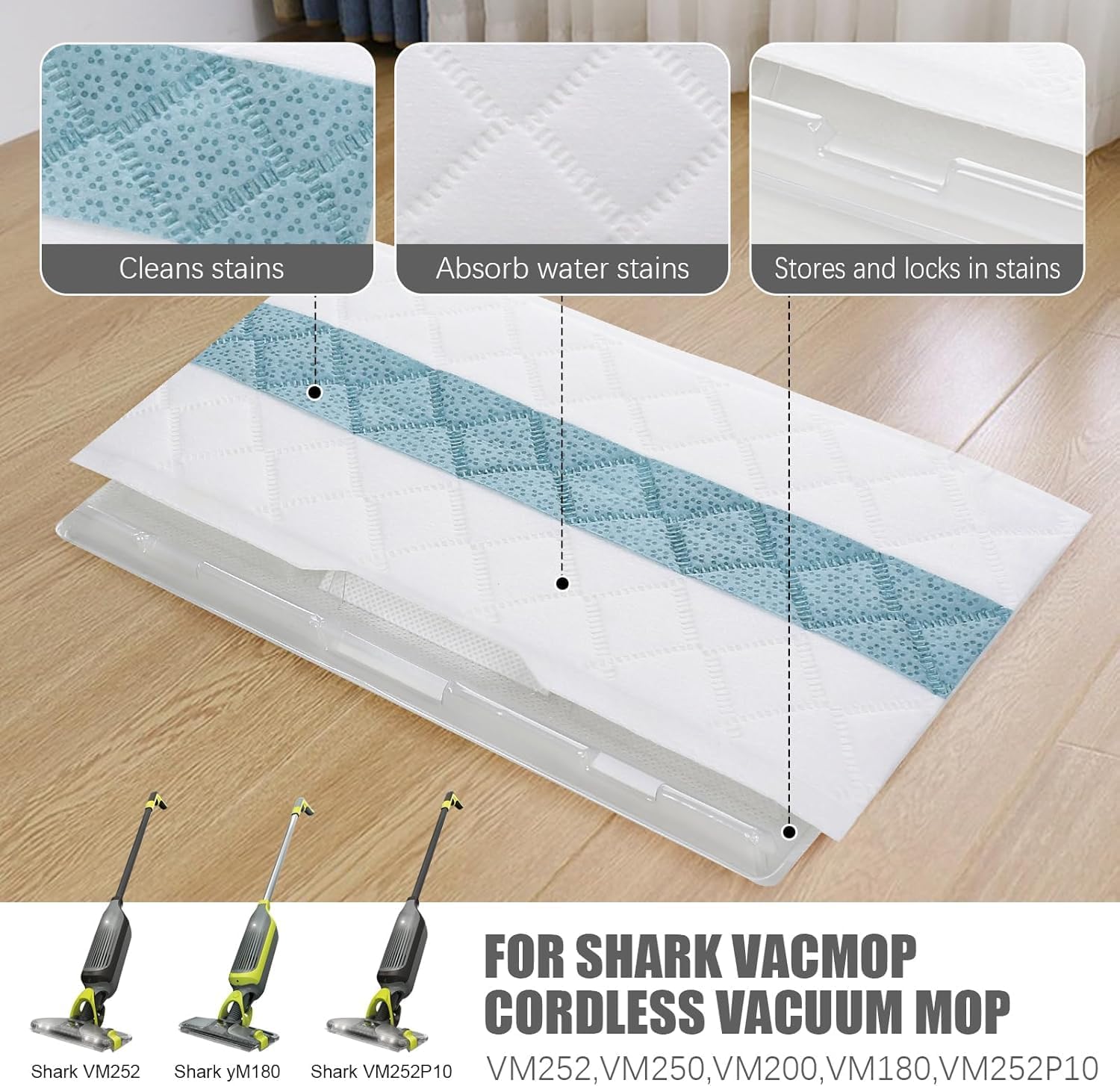 40 Pack VACMOP Pro Replacement Pads Compatible with Shark VACMOP Disposable Hard Floor Vacuum for Shark VACMOP Pro VM252 VM251 VM250 VM200 VC205 QM250 VM190 VM200P12 VMP30