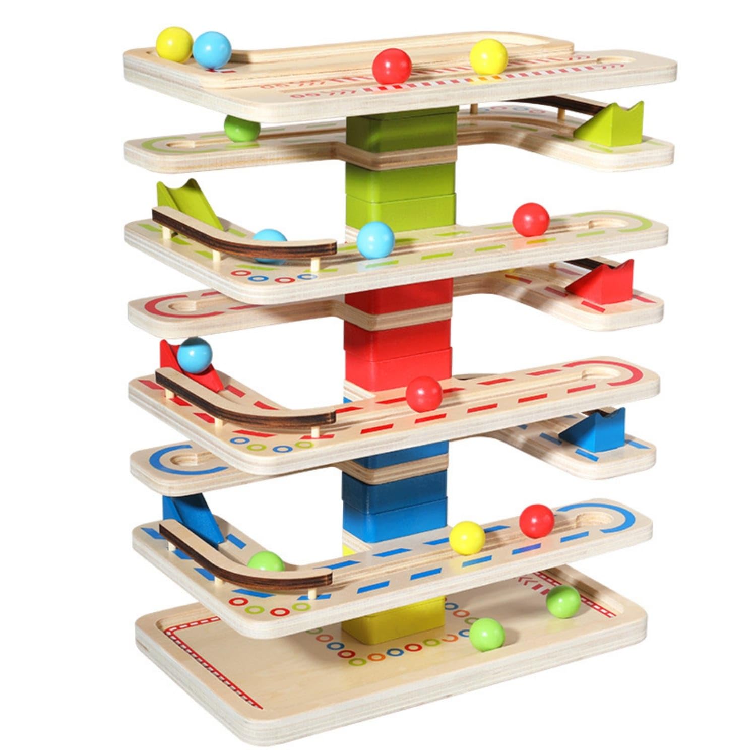 Tabletop Wooden Marble Run Freestanding Ball Run Toy with Marbles Smooth Wooden Ball Tracker Colorful for Toddlers, Kids, Playroom, Classroom, Preschool, Roller Coaster-picture-30