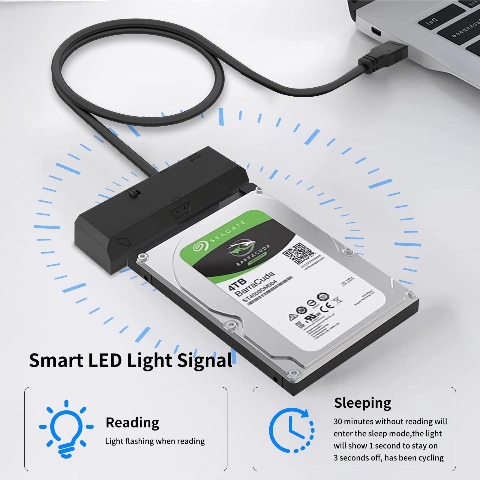 Adapter SATA na USB do dysku twardego HDD/SSD 2,5 cala, napęd optyczny, z adapterem 12 V, adapter SATA na USB 2 w 1