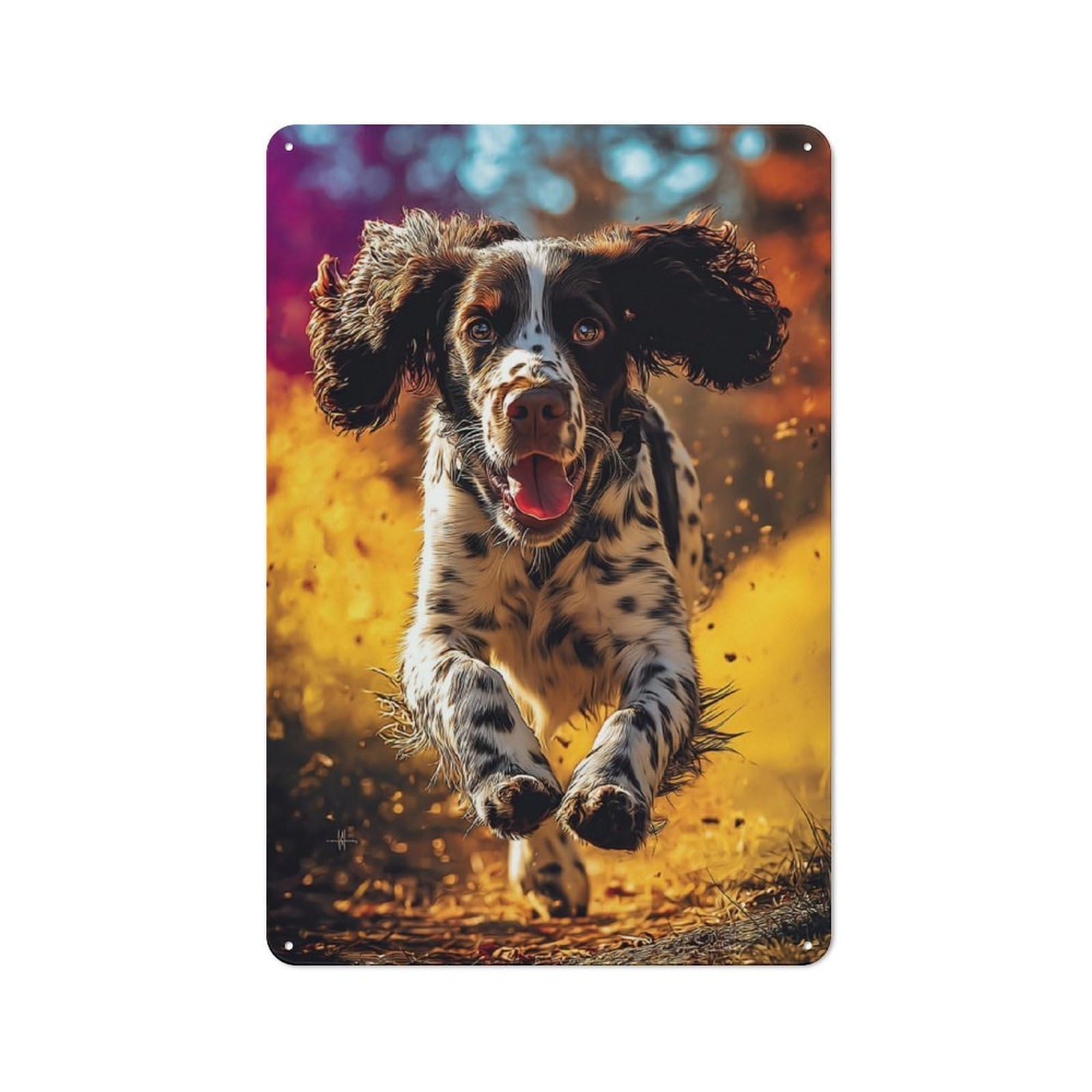 Junmoney Springer Spaniel In Autumn Bliss Vintage Tin Sign 30X20cm Featuring For Bar Or Restaurant, A Decorative Christmas Gift For Bar Decor Enthusiasts
