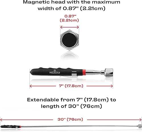 Vista 50 de NoCry Premium Agarrador flexible de 36”, herramienta magnética de recolección con fuerza de tracción de 16 lb y espejo telescópico para inspección