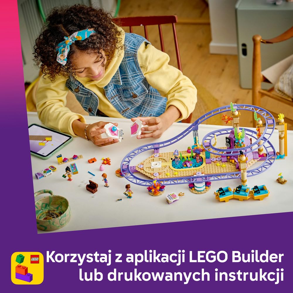 LEGO Friends Syrenkowa kolejka górska 42703 | Kolejka górska, zestaw z parkiem rozrywki, prezent dla dziewczynki i chłopca 8+, 864 elementy