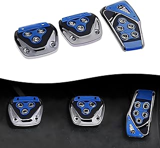 Pack-3 Car Pedals Set, Brake Pedal Cover, Accelerator Pedal Protector, Universal Automobile Modification Accessories, for Most Manual Cars, Trucks and Vans (Blue)