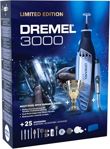 Dremel 3000 Champion Outil Rotatif Moteur 130W, 33 000 Tr/Min avec 25 Accessoires, Trophée Gravable, Sac De Rangement, Arbre Flexible Pour Découpe, Sculpture, Ponçage, Perçage – Édition Limitée - 9