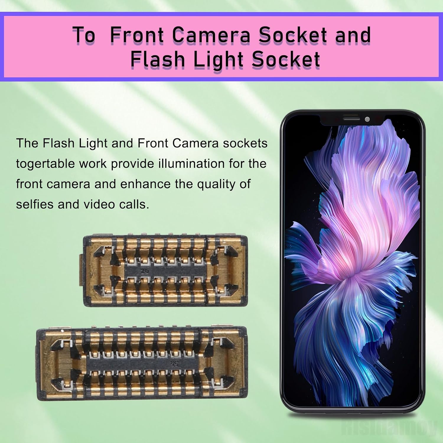 7 Pcs for iPhone 13 Pro Max Motherboard Socket Connection A Kits | Earpiece Flash Light Front Camera Connector Receptacle WiFi NFC Outlet Dot Matrix Radar Slot for 13Promax