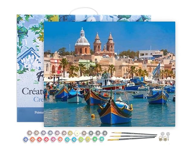 Figured'Art Pintar por Numeros Adultos con marco Puerto De Malta