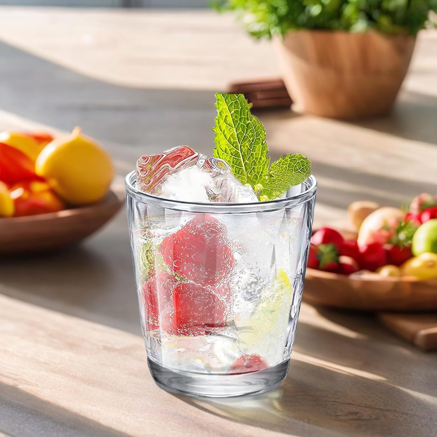 WCHOSOZH 4Pcs Plastic Drinking Glasses, Plastic Tumblers Reusable Drinking Cups, Clear Acrylic Glasses Drinkware 10oz, Stackable Unbreakable Juice Glasses for Beer Wine Juice Milk, Party and Picnic - Image 6