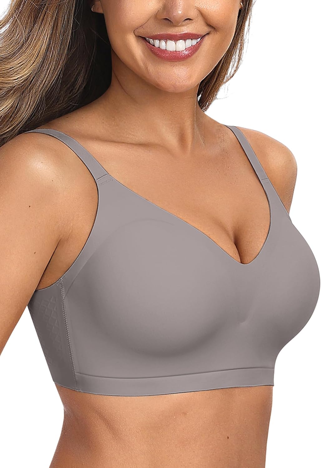 OEAK Womens Comfortable Bra Push Up Bras Wireless Support Lift Brassiere V Neck Full Coverage Everyday Seamless Tshirt Bras - Image 6