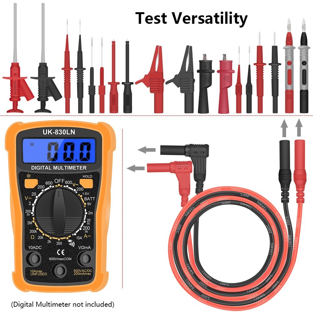 22 in 1 Multimeter Test Leads Set with Electrical Alligator Clips and Soft Silicone Probes