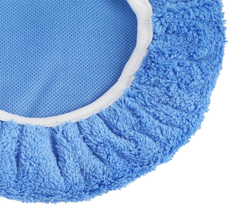 X AUTOHAUX 5pcs 9-10 Inch Sky Blue Microfiber Car Wax Polishing Bonnet Buffing Pad Cover