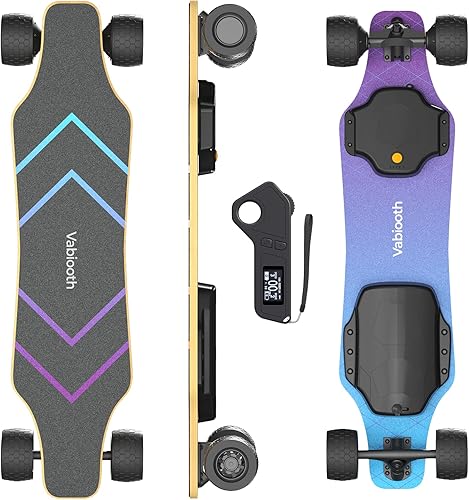 Monopatín eléctrico con control remoto, potente motor de concentrador de 900 W, velocidad máxima de 25 mph, rango de 12.5 millas y carga máxima de