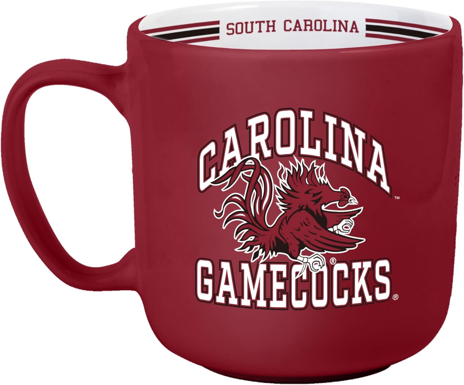 Logo Brands NCAA South Carolina Gamecocks 15oz Stripe Mug - Team Logo, Inside Print, Standard Handle, Microwave & Dishwasher Safe