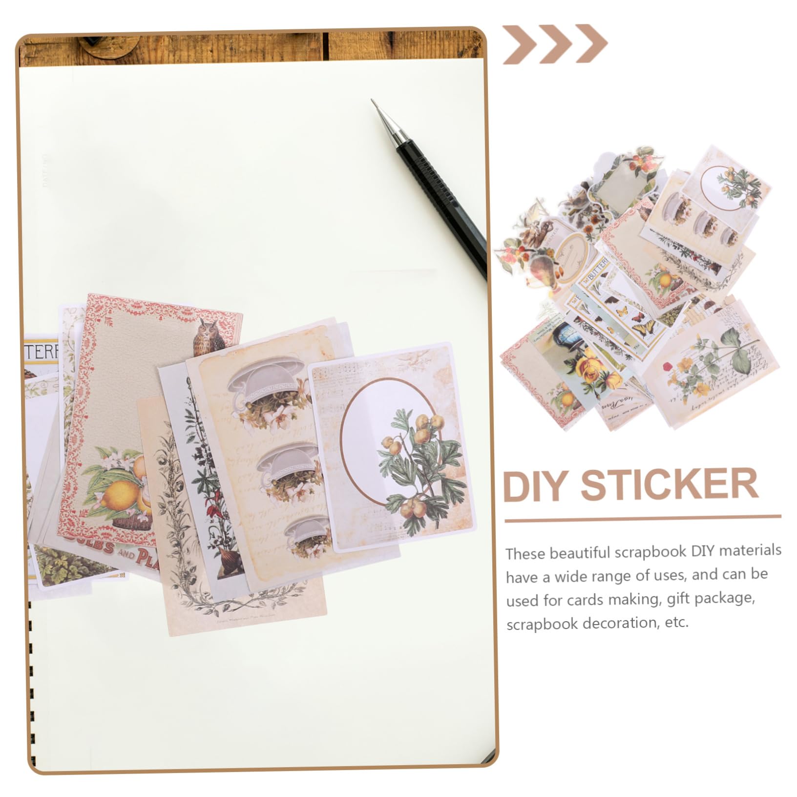 TEHAUX 5sets Carta Decorativa Retro Per Scrapbooking e Album Fotografici Kit Di Adesivi Di Piante e Fiori Materiali Fai Da Te Per Decorazioni Di Carte e Regali Personalizzati Facile Da