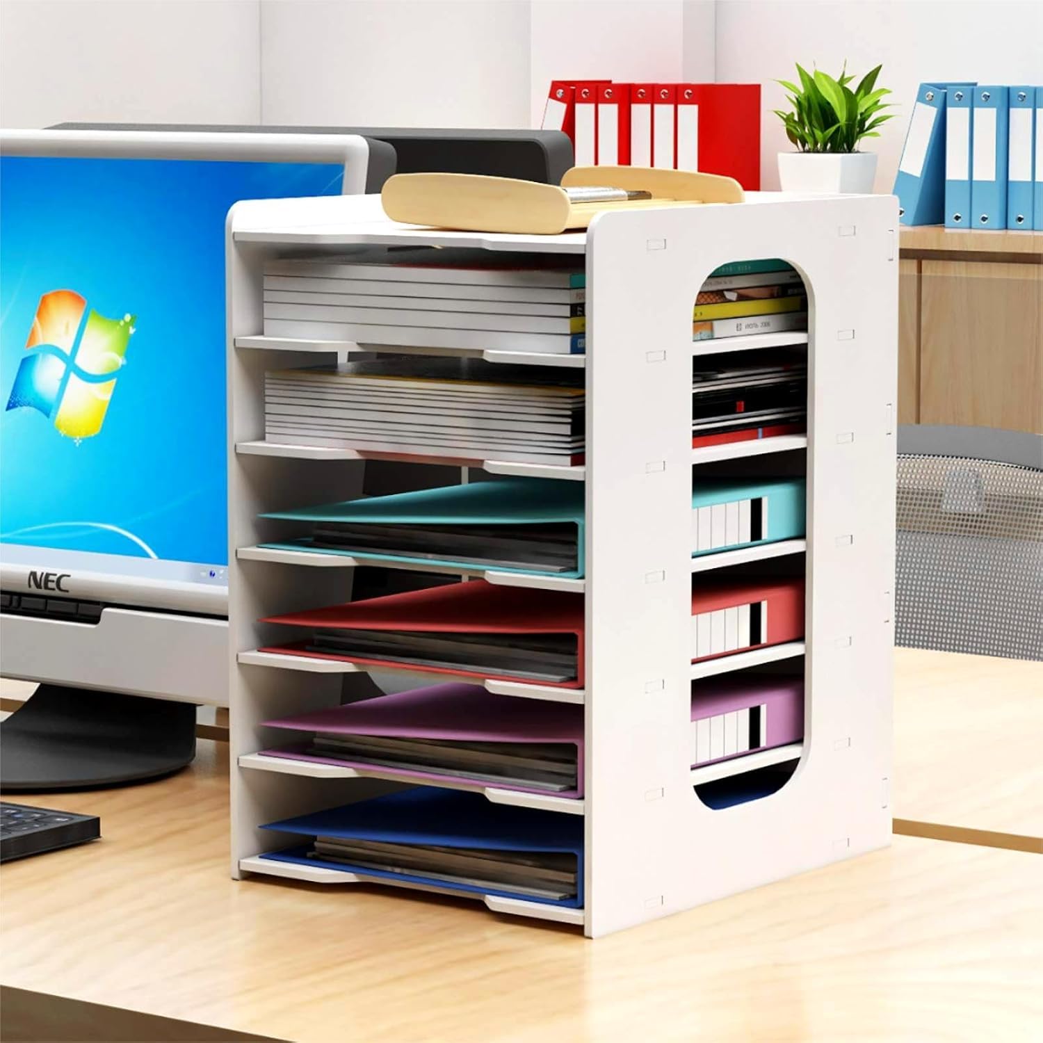 OHMG 7 Niveaux Organiseur de Bureau A4 Banette Trieur Casier Module de Rangement pour Bureau à Domicile