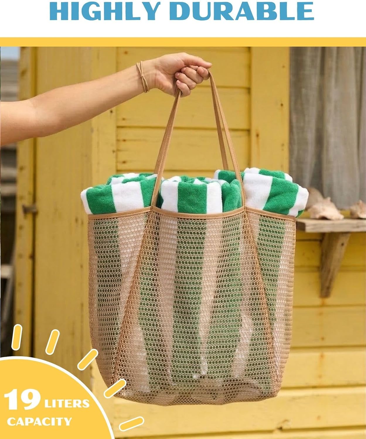 Beach Tote Bag for Women – Waterproof Mesh Tote Bag, Large Capacity Sandproof Beach Bags for Travel