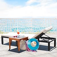 Vista 3 de HAPPYGRILL Silla de salón de ratán para patio, silla reclinable ajustable de mimbre con respaldo y cojín