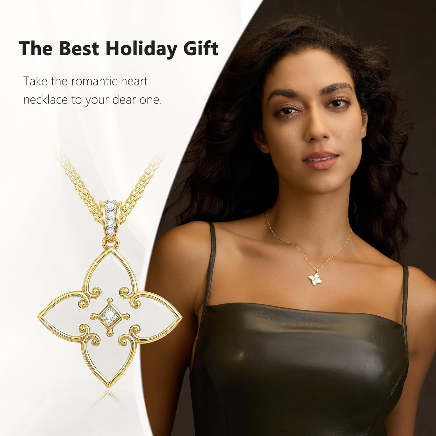 Women's Clover necklace – S925 Sterling Silver Pendant with Agate Heart – Adjustable necklace for Women, a Thoughtful Choice for Daughter, Wife, or Mom - Image 4