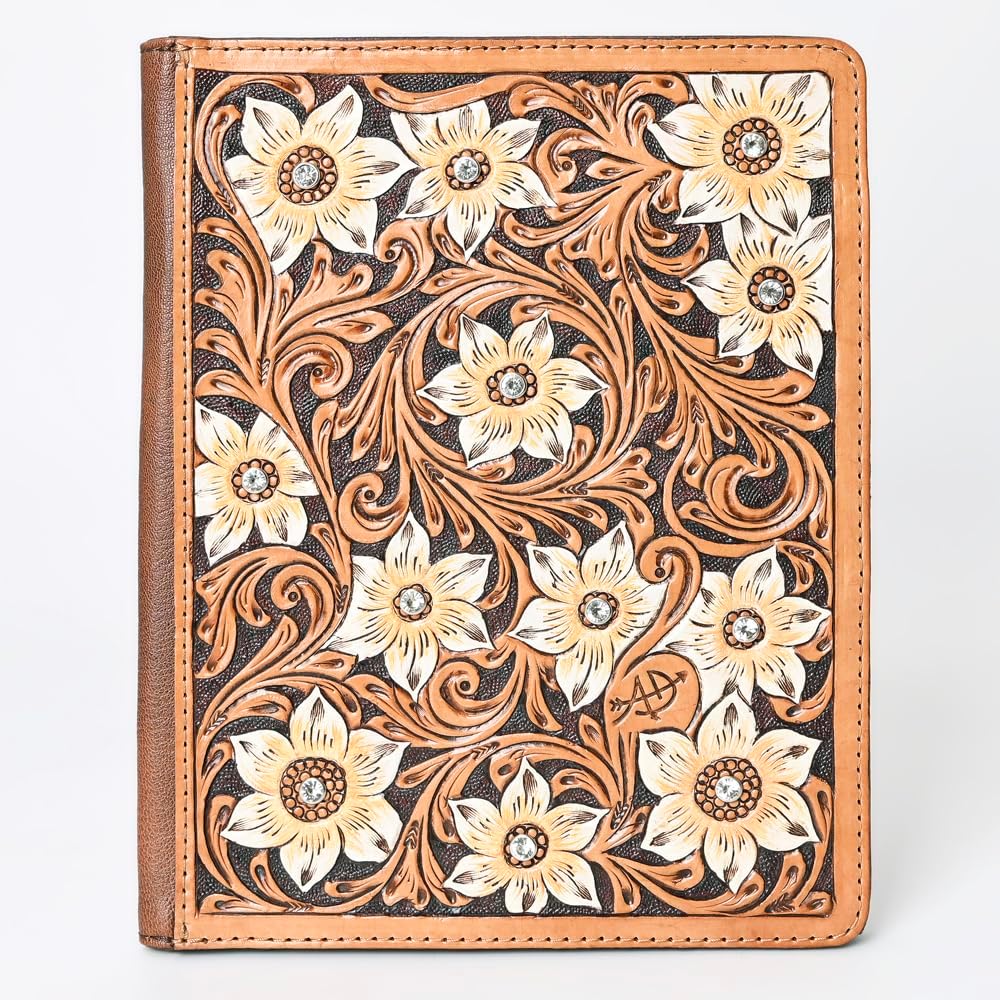American Darling Western Tablet Sleeve Handcrafted from Hand Tooled Genuine Leather | Carved Portfolio Case for Documents & Tech
